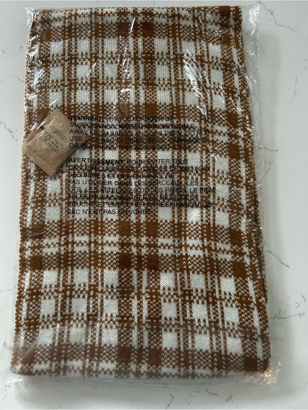 NWT timberland scarf tan/white